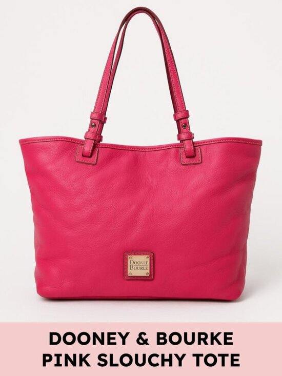 Dooney & Bourke leather shopper tote slouchy everyday bag pink large - Picture 1 of 15